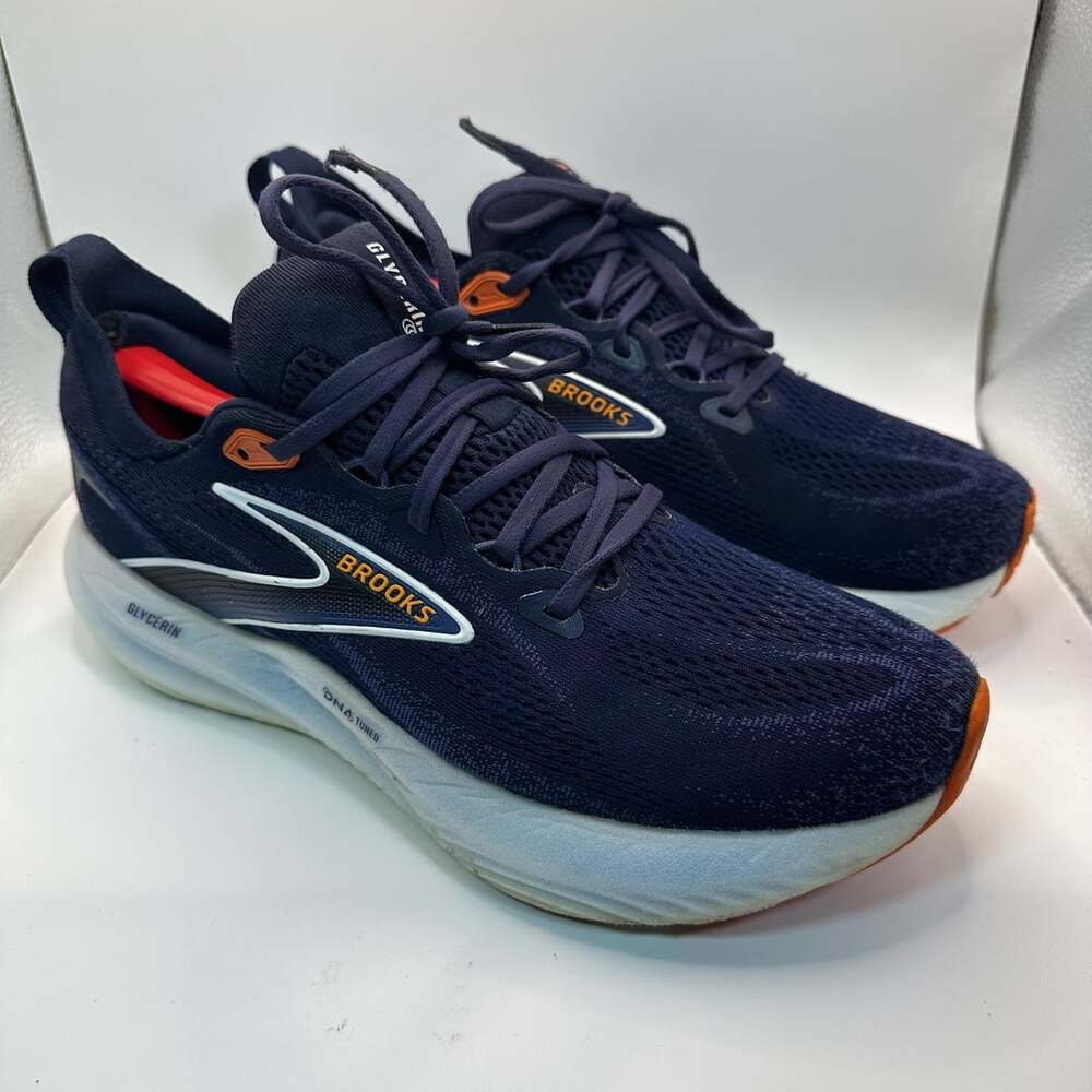 Brooks Glycerin 22 Mens Size 9D Navy Orange Running Shoes Sneakers
